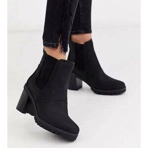 UGG Hazel Black Suede Chelsea Boots Waterproof Lug Sole Ankle Booties Womens 6.5